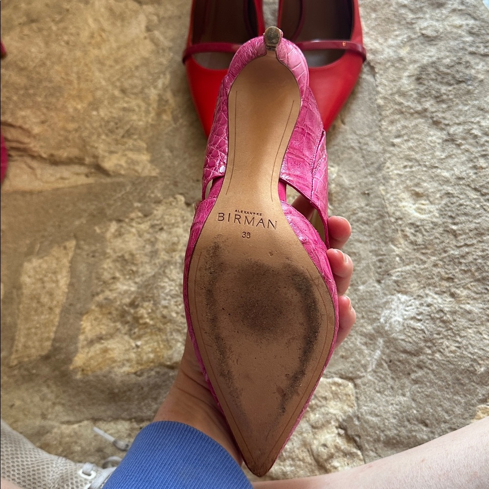 Alexandre Birman Pink Faux Crocodile Mule Heel Size 7 - Picture 4 of 6